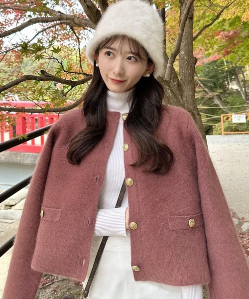 セール】【ZOZO限定カラー】ラクーンブレンドノーカラーニット