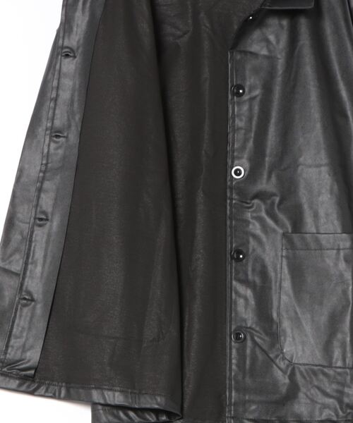 フェイクレザーロングジャケット レディース（ステンカラーコート