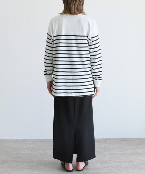 reca(レカ)の「パネルボーダー風長袖Tシャツ(Tシャツ/カットソー・レディース・ホワイト×ブラック/ブラック×ホワイト・M-L)」の6枚目の写真