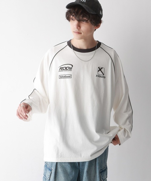 RAGEBLUE（レイジブルー）の「パイピングライン/オーバーサイズゲームロンT（Tシャツ/カットソー・メンズ・ホワイト/ブラック・MEDIUM/LARGE）」の19枚目の写真