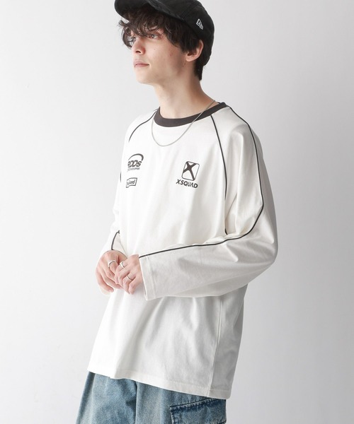 RAGEBLUE（レイジブルー）の「パイピングライン/オーバーサイズゲームロンT（Tシャツ/カットソー・メンズ・ホワイト/ブラック・MEDIUM/LARGE）」の18枚目の写真