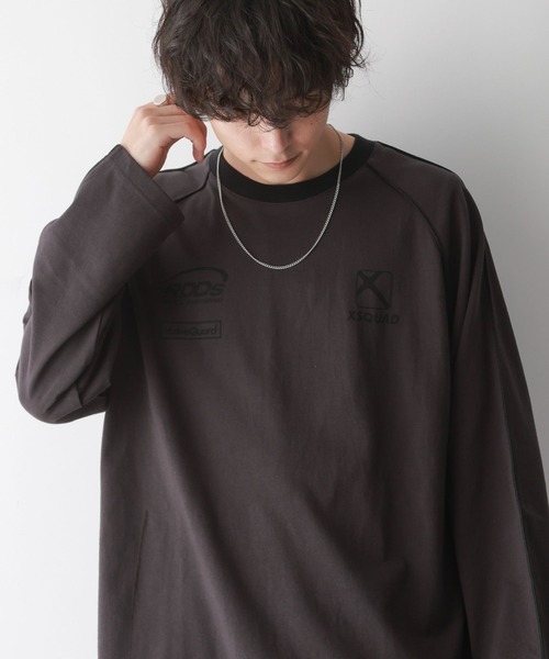 RAGEBLUE（レイジブルー）の「パイピングライン/オーバーサイズゲームロンT（Tシャツ/カットソー・メンズ・ホワイト/ブラック・MEDIUM/LARGE）」の11枚目の写真