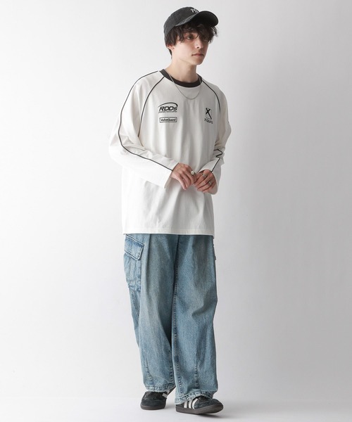 RAGEBLUE（レイジブルー）の「パイピングライン/オーバーサイズゲームロンT（Tシャツ/カットソー・メンズ・ホワイト/ブラック・MEDIUM/LARGE）」の20枚目の写真