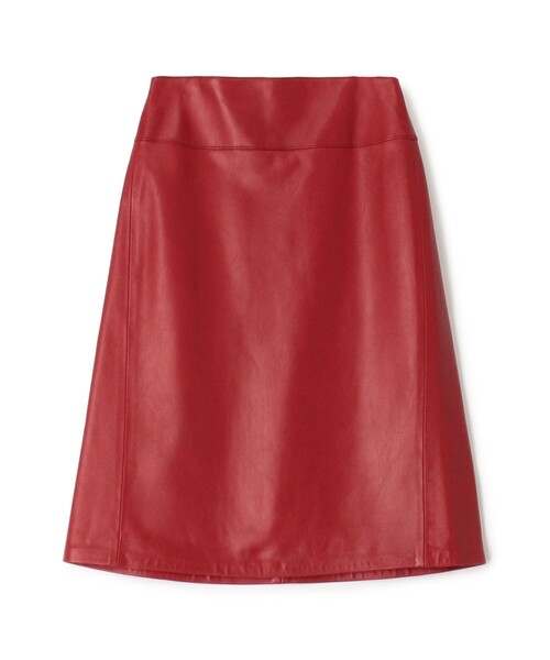 【美品】GUCCI レザー スカート 42 ワインレッド アニリンレザー トラペーズスカート（スカート）｜TOMORROWLAND