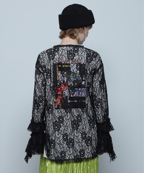 CREOLMEブラックレース長袖ブラウス今期新作新品