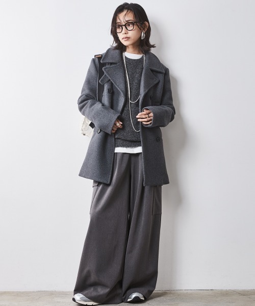 CHIC STYLE（シックスタイル）の「ウール混ピーコート ＜大きいサイズ有＞シックスタイル　（ピーコート・レディース・グレー/ブラック・M/L/LL/3L/4L/5L）」の13枚目の写真