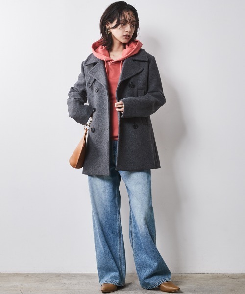 CHIC STYLE（シックスタイル）の「ウール混ピーコート ＜大きいサイズ有＞シックスタイル　（ピーコート・レディース・グレー/ブラック・M/L/LL/3L/4L/5L）」の14枚目の写真