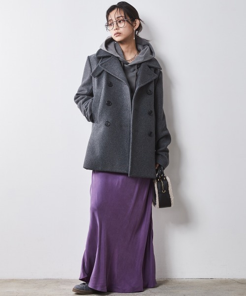 CHIC STYLE（シックスタイル）の「ウール混ピーコート ＜大きいサイズ有＞シックスタイル　（ピーコート・レディース・グレー/ブラック・M/L/LL/3L/4L/5L）」の15枚目の写真