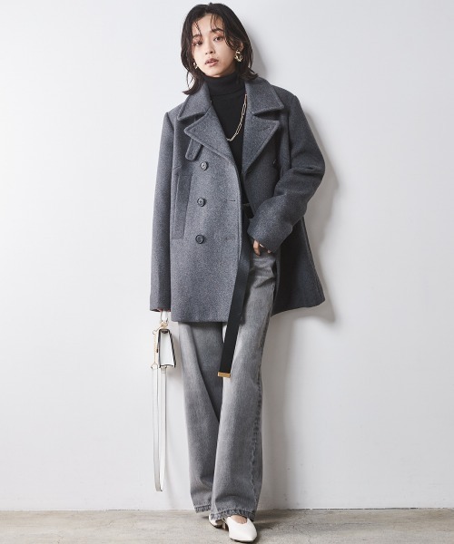 CHIC STYLE（シックスタイル）の「ウール混ピーコート ＜大きいサイズ有＞シックスタイル　（ピーコート・レディース・グレー/ブラック・M/L/LL/3L/4L/5L）」の16枚目の写真