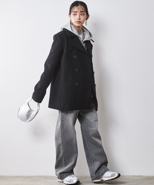 CHIC STYLE（シックスタイル）の「ウール混ピーコート ＜大きいサイズ有＞シックスタイル　（ピーコート・レディース・グレー/ブラック・M/L/LL/3L/4L/5L）」の19枚目の写真