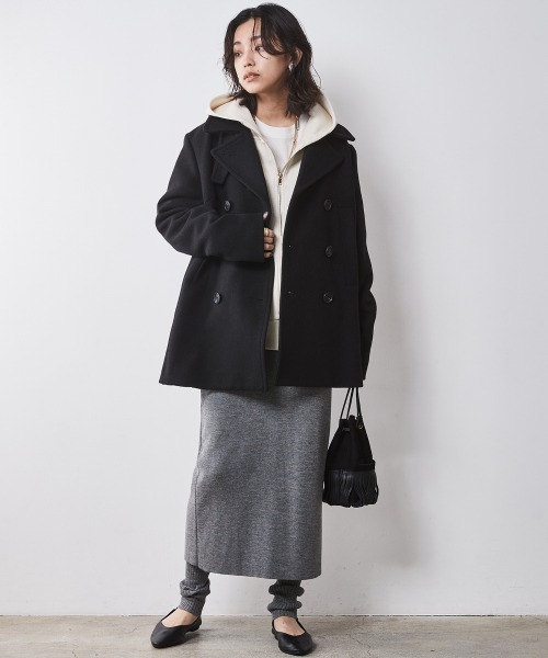 CHIC STYLE（シックスタイル）の「ウール混ピーコート ＜大きいサイズ有＞シックスタイル　（ピーコート・レディース・グレー/ブラック・M/L/LL/3L/4L/5L）」の20枚目の写真