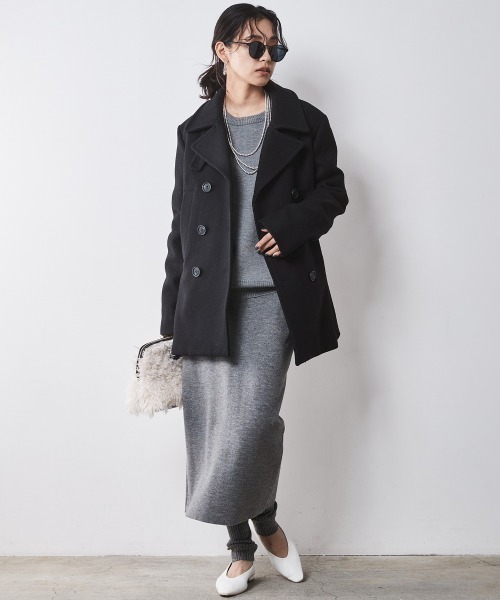 CHIC STYLE（シックスタイル）の「ウール混ピーコート ＜大きいサイズ有＞シックスタイル　（ピーコート・レディース・グレー/ブラック・M/L/LL/3L/4L/5L）」の21枚目の写真