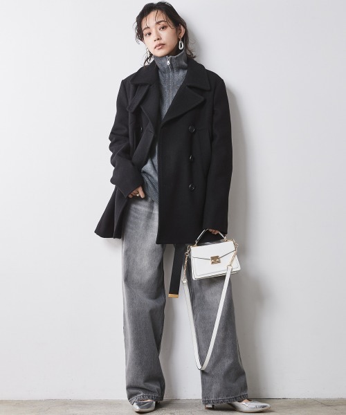 CHIC STYLE（シックスタイル）の「ウール混ピーコート ＜大きいサイズ有＞シックスタイル　（ピーコート・レディース・グレー/ブラック・M/L/LL/3L/4L/5L）」の22枚目の写真