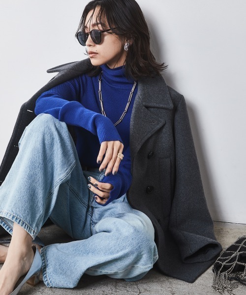 CHIC STYLE（シックスタイル）の「ウール混ピーコート ＜大きいサイズ有＞シックスタイル　（ピーコート・レディース・グレー/ブラック・M/L/LL/3L/4L/5L）」の3枚目の写真