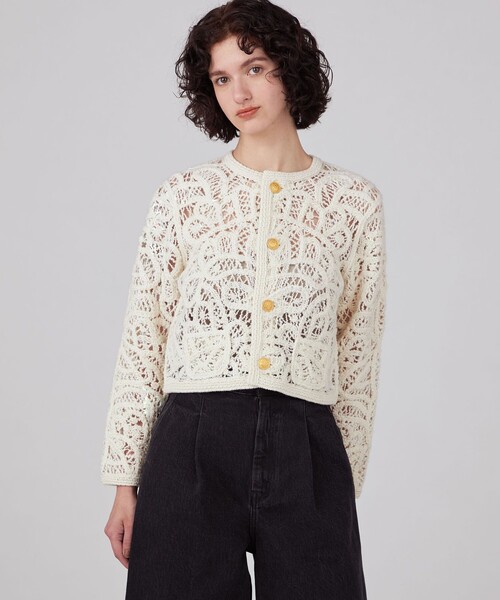 美品MACPHEE チェックスパーク クルーネックジャケットノーカラージャケット モスライクステッチ クルーネックジャケット｜トゥモローランド