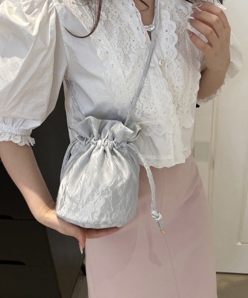 Miniministore(ミニミニストア)の「ミニショルダーバッグ 斜め掛け巾着バッグ(ショルダーバッグ・レディース・ブルー/ブラック/シルバー/アイボリー/ピンク・FREE)」の12枚目の写真