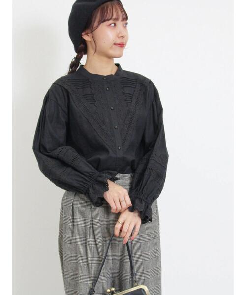 Samansa Mos2(サマンサ モスモス)の「V切替レースブラウス(シャツ/ブラウス・レディース・キナリ/モカ/ブラック・F)」の21枚目の写真