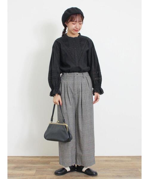 Samansa Mos2(サマンサ モスモス)の「V切替レースブラウス(シャツ/ブラウス・レディース・キナリ/モカ/ブラック・F)」の18枚目の写真