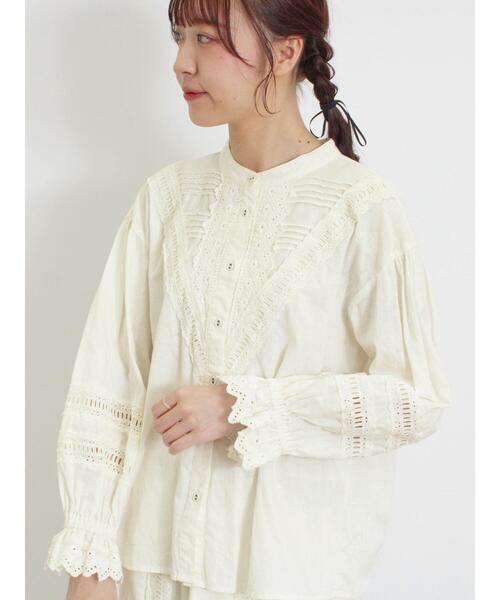 Samansa Mos2(サマンサ モスモス)の「V切替レースブラウス(シャツ/ブラウス・レディース・キナリ/モカ/ブラック・F)」の16枚目の写真