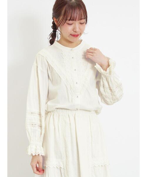 Samansa Mos2(サマンサ モスモス)の「V切替レースブラウス(シャツ/ブラウス・レディース・キナリ/モカ/ブラック・F)」の14枚目の写真