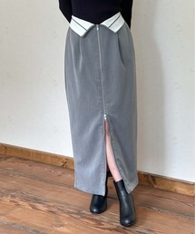 TRツイルウエスト折り返しジップスカート