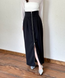 TRツイルウエスト折り返しジップスカート
