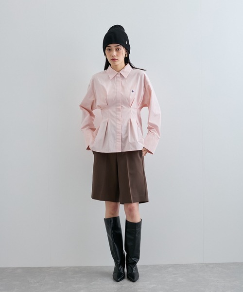 POLO BCS（ポロ ビーシーエス）の「【POLO BCS コラボ】ウエストタックフレアシャツ（シャツ/ブラウス・レディース・オフホワイト/サックスブルー/ピンク・FREE）」の4枚目の写真