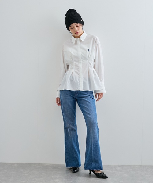 POLO BCS（ポロ ビーシーエス）の「【POLO BCS コラボ】ウエストタックフレアシャツ（シャツ/ブラウス・レディース・オフホワイト/サックスブルー/ピンク・FREE）」の7枚目の写真