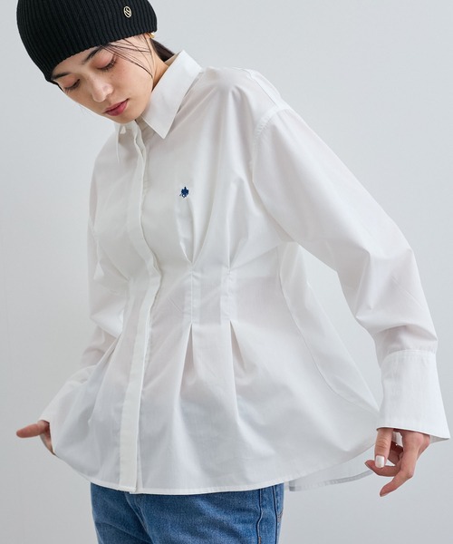 POLO BCS（ポロ ビーシーエス）の「【POLO BCS コラボ】ウエストタックフレアシャツ（シャツ/ブラウス・レディース・オフホワイト/サックスブルー/ピンク・FREE）」の11枚目の写真