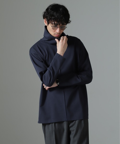 NANO universe(ナノユニバース)の「WEB限定/ボリュームハイネックプルオーバー 長袖(Tシャツ/カットソー・メンズ・グレー/ベージュ系その他/ネイビー・L/M)」の20枚目の写真