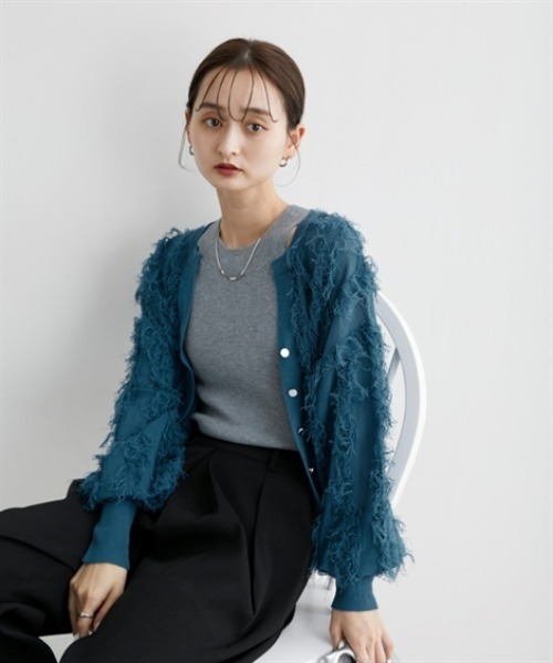 nissen(ニッセン)の「フリンジニットカーディガン(カーディガン/ボレロ・レディース・ベージュ/ブルーグレー/ブラック・M/L/LL)」の15枚目の写真