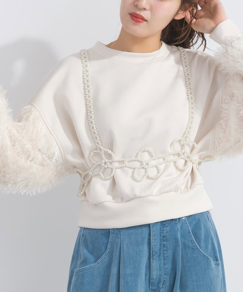 PICCIN（ピッチン）の「【WEB限定】フラワービーズビスチェ（キャミソール・レディース・ブラック/オフホワイト・M）」の4枚目の写真