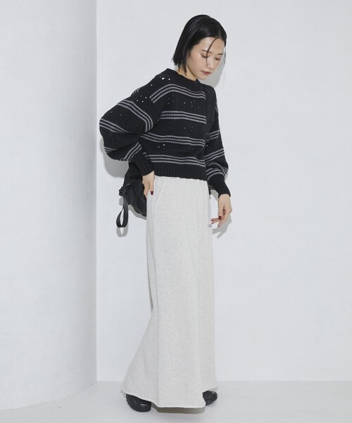 Firsthand（ファーストハンド）の「Firsthand/ファーストハンド フラワーボーダーニット（ニット/セーター・レディース・オフホワイト/チャコールグレー/ブラウン・FREE）」の12枚目の写真