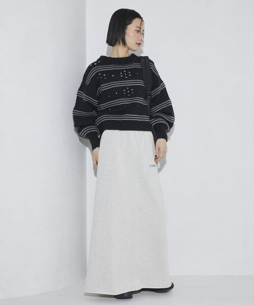 Firsthand（ファーストハンド）の「Firsthand/ファーストハンド フラワーボーダーニット（ニット/セーター・レディース・オフホワイト/チャコールグレー/ブラウン・FREE）」の13枚目の写真