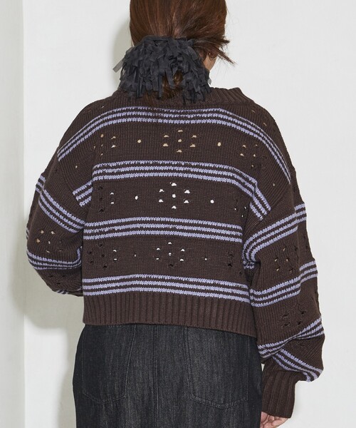 Firsthand（ファーストハンド）の「Firsthand/ファーストハンド フラワーボーダーニット（ニット/セーター・レディース・オフホワイト/チャコールグレー/ブラウン・FREE）」の19枚目の写真