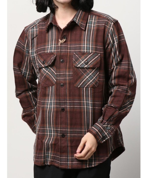 WESTSEA(ウエストシー)の「裏起毛 ヘビーネル チェック柄 長袖ワークシャツ(シャツ/ブラウス・メンズ・レッド系その他2/ブルー/グレー/ダークグリーン/オレンジ系その他/ブラック系その他/ホワイト/レッド/グリーン/ブラウン/レンガ/レッド系その他/ベージュ系その他/オレンジ系その他2/レッド系その他3/パープル/ミント/サンドベージュ/イエロー/オレンジ/ベージュ/ブルー系その他/マスタード/グリーン系その他/グリーン系その他2/ロイヤルブルー/サックスブルー/ブラック/スカイブルー/ブラウン系その他/グレー系その他/ブルー系その他2/ブラック系その他2・L/M/XL)」の7枚目の写真