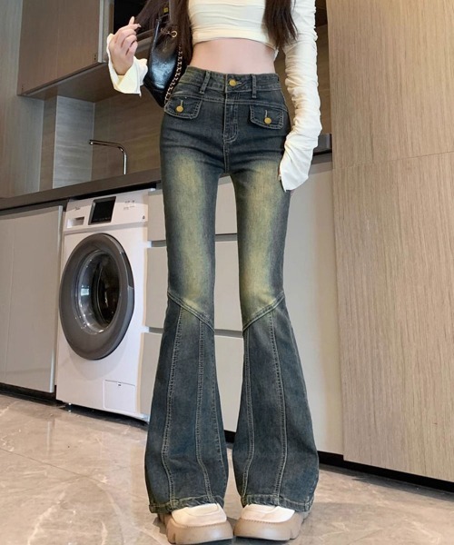 Miniministore(ミニミニストア)の「レトロ セミフレアデニムパンツレディース(デニムパンツ・レディース・インディゴブルー・M/S/L/XL)」の15枚目の写真