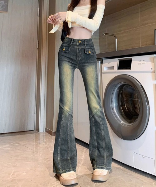 Miniministore(ミニミニストア)の「レトロ セミフレアデニムパンツレディース(デニムパンツ・レディース・インディゴブルー・M/S/L/XL)」の16枚目の写真