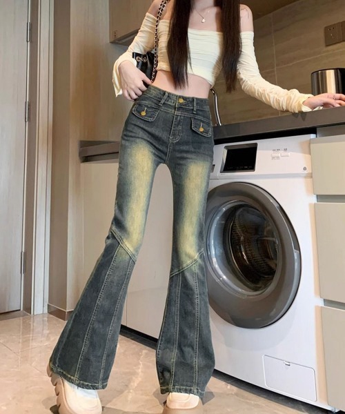 Miniministore(ミニミニストア)の「レトロ セミフレアデニムパンツレディース(デニムパンツ・レディース・インディゴブルー・M/S/L/XL)」の17枚目の写真