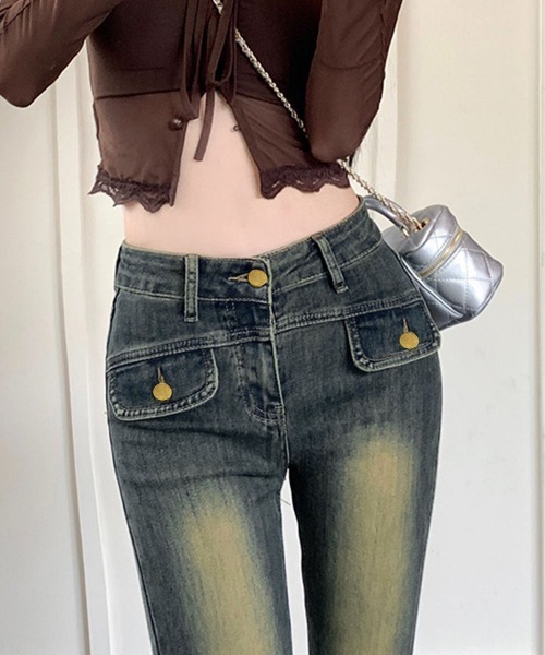 Miniministore(ミニミニストア)の「レトロ セミフレアデニムパンツレディース(デニムパンツ・レディース・インディゴブルー・M/S/L/XL)」の22枚目の写真