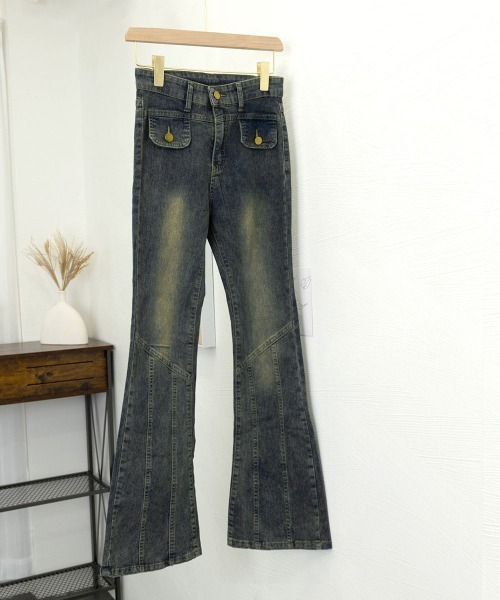 Miniministore(ミニミニストア)の「レトロ セミフレアデニムパンツレディース(デニムパンツ・レディース・インディゴブルー・M/S/L/XL)」の9枚目の写真