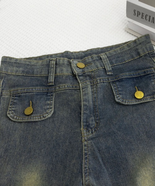 Miniministore(ミニミニストア)の「レトロ セミフレアデニムパンツレディース(デニムパンツ・レディース・インディゴブルー・M/S/L/XL)」の12枚目の写真