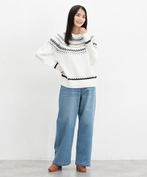 Honeys（ハニーズ）の「【ふんわりもちもち】求心柄ニット（ニット/セーター・レディース・オフホワイト/ブルー/ホワイト×ピンク/モカ/ピンク・S/M/L/LL）」の19枚目の写真