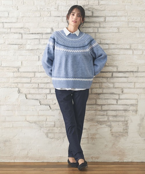 Honeys（ハニーズ）の「【ふんわりもちもち】求心柄ニット（ニット/セーター・レディース・オフホワイト/ブルー/ホワイト×ピンク/モカ/ピンク・S/M/L/LL）」の21枚目の写真