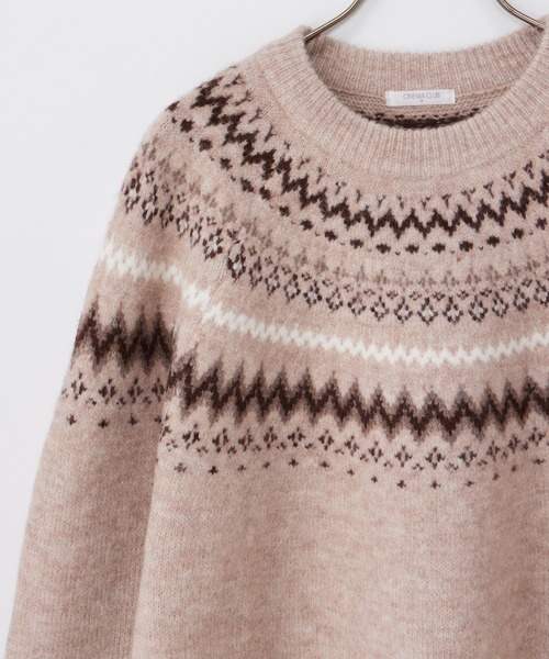 Honeys（ハニーズ）の「【ふんわりもちもち】求心柄ニット（ニット/セーター・レディース・オフホワイト/ブルー/ホワイト×ピンク/モカ/ピンク・S/M/L/LL）」の6枚目の写真