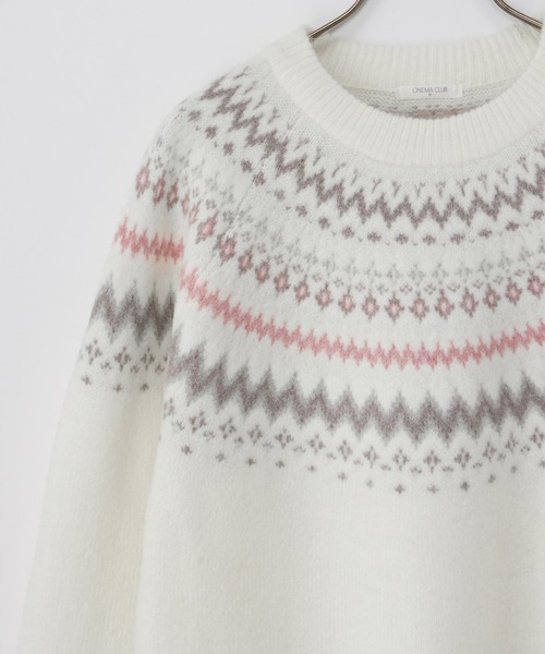 Honeys（ハニーズ）の「【ふんわりもちもち】求心柄ニット（ニット/セーター・レディース・オフホワイト/ブルー/ホワイト×ピンク/モカ/ピンク・S/M/L/LL）」の8枚目の写真