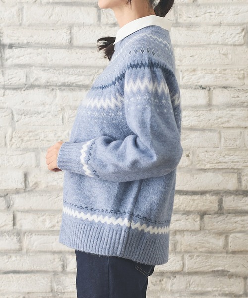 Honeys（ハニーズ）の「【ふんわりもちもち】求心柄ニット（ニット/セーター・レディース・オフホワイト/ブルー/ホワイト×ピンク/モカ/ピンク・S/M/L/LL）」の10枚目の写真