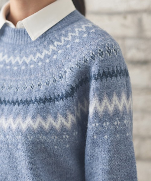 Honeys（ハニーズ）の「【ふんわりもちもち】求心柄ニット（ニット/セーター・レディース・オフホワイト/ブルー/ホワイト×ピンク/モカ/ピンク・S/M/L/LL）」の13枚目の写真