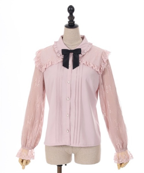 axes femme POETIQUE（アクシーズファムポエティック）の「レースデザインガーリーブラウス（シャツ/ブラウス・レディース・ピンク/キナリ/ブラック・MEDIUM）」の16枚目の写真