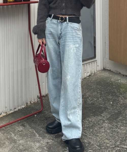 ランダムリボンデニムパンツ